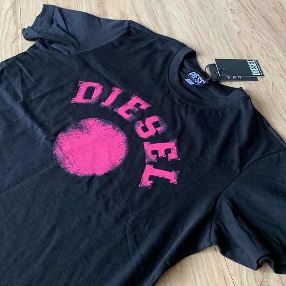 Diesel Black Tee with Vibrant Pink Graphic - Picture 7 of 7